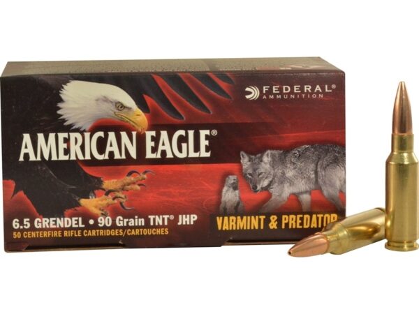 Federal American Eagle Varmint & Predator 6.5 Grendel 90 Gr. TNT Jacketed Hollow Point- Box of 50