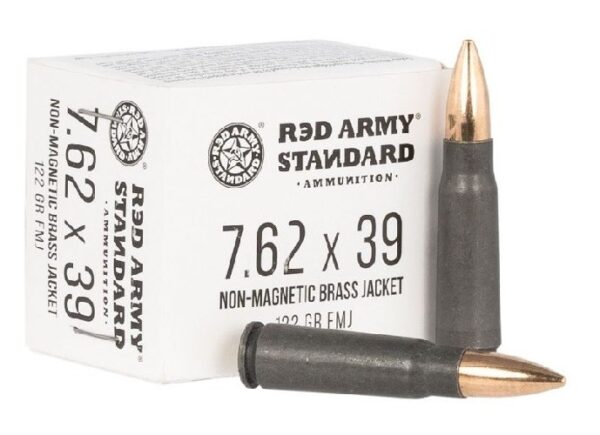 Red Army Standard 7.62x39 122 Gr. Full Metal Jacket (Non-Magnetic Brass) Steel Case- Box of 20