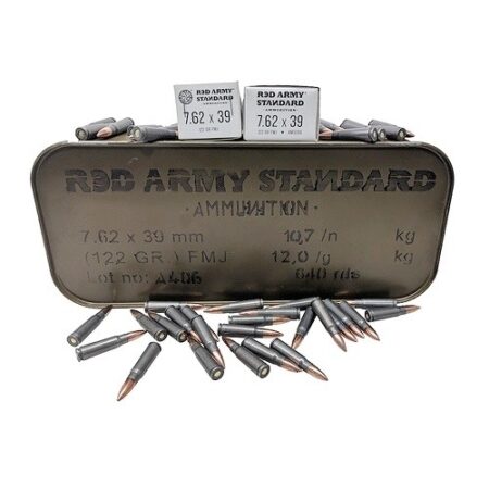 Red Army Standard 7.62x39 122 Gr. Full Metal Jacket (Bi-Metal) Steel Case- Box of 20