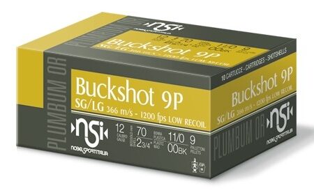NobelSport Law Enforcement 12 Gauge 2-3/4" Low Recoil 00 Buckshot 9 Pellets- Box of 10