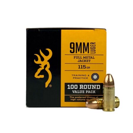 Browning Training & Practice 9mm Luger 115 Gr. Full Metal Jacket- Value Pack of 100