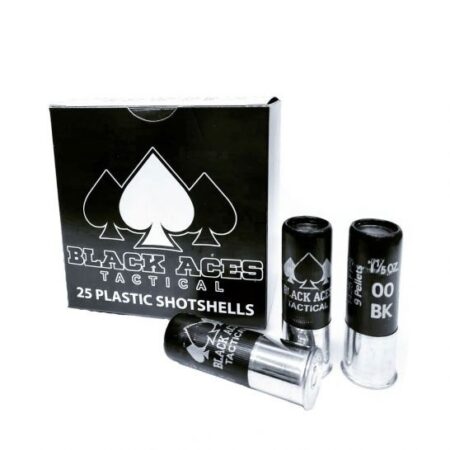 Black Aces Tactical Buckshot 12 Gauge 2-3/4" 1-1/5oz 00 Buckshot 9 Pellets- Box of 25