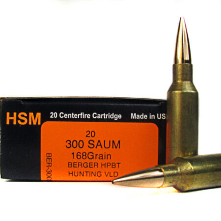 HSM Trophy Gold .300 Remington Short Action Ultra Magnum 168 Gr. Berger Hunting VLD Hollow Point Boat Tail- Box of 20