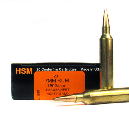 HSM Trophy Gold 7mm Remington Ultra Magnum 180 Gr. Berger Hunting VLD Hollow Point Boat Tail- Box of 20