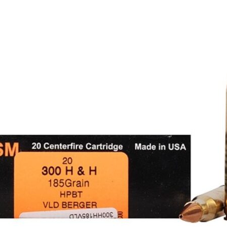 HSM Factory Blemish Trophy Gold .300 H&H Magnum 185 Gr. Berger Hunting VLD Hollow Point Boat Tail- Box of 20