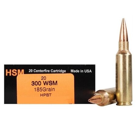 HSM Factory Blemish Trophy Gold .300 Winchester Short Magnum (WSM) 185 Gr. Berger Hunting VLD Hollow Point Boat Tail- Box of 20