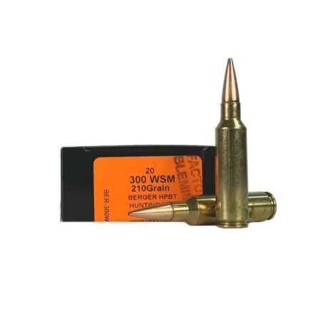 HSM Factory Blemish Trophy Gold .300 Winchester Short Magnum (WSM) 210 Gr. Berger Hunting VLD Hollow Point Boat Tail- Box of 20