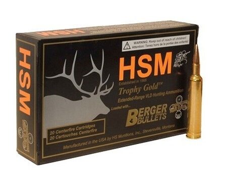 HSM .338 Lapua 250 Gr. Berger Hybrid OTM Tactical- COAL 3.680- Box of 20