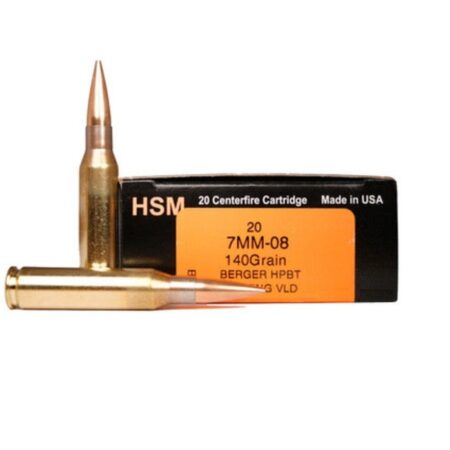 HSM Trophy Gold 7mm-08 Remington 140 Gr. Berger Hunting VLD Hollow Point Boat Tail- Box of 20
