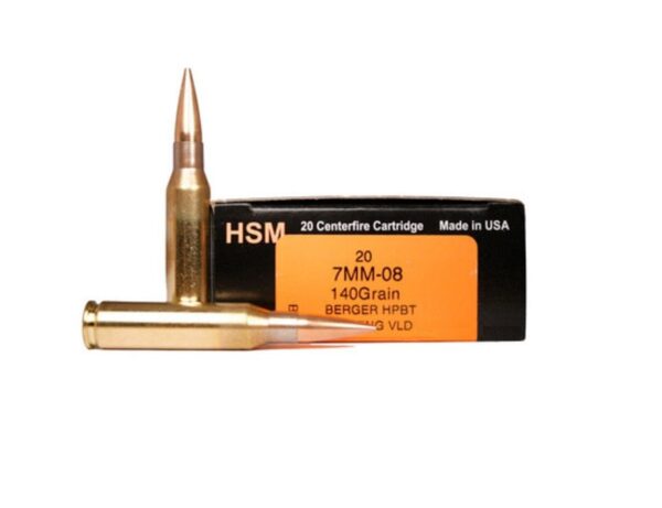 HSM Trophy Gold 7mm-08 Remington 140 Gr. Berger Hunting VLD Hollow Point Boat Tail- Box of 20