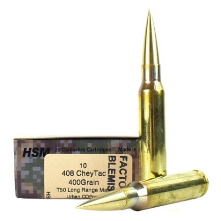 HSM Factory Blemish .408 CheyTac 400 Gr. Urban COPper T-50 Long Range Solid- Box of 10