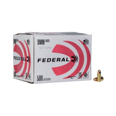 Federal Champion Training 9mm Luger 115 Gr. Full Metal Jacket- Box of 500