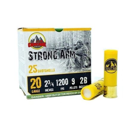 Cascade Cartridge Strong Arm 20 Gauge 2-3/4" #2 Buckshot 9 Pellets- Box of 25
