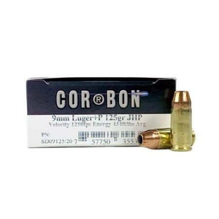 Cor-Bon 9mm Luger +P 125 Gr. Jacketed Hollow Point- Box of 20