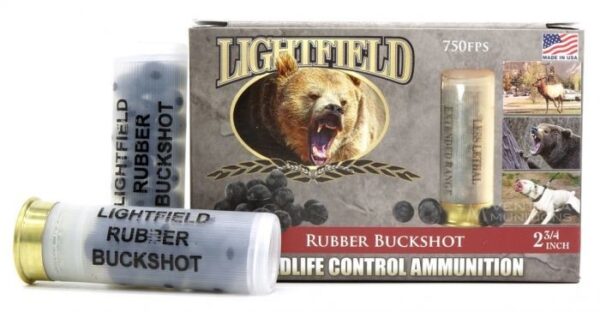 Lightfield Wildlife Control Less Lethal 12 Gauge  2-3/4" Rubber Buckshot 21 Pellets- Box of 5
