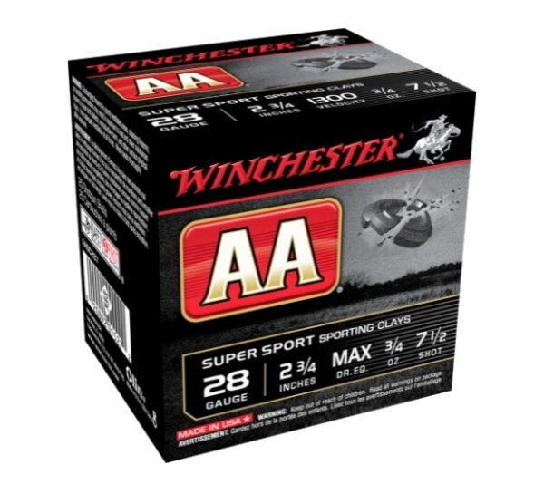 Winchester AA Super Sport 28 Gauge 2-3/4" 3/4 oz #7-1/2 Shot- Box of 25