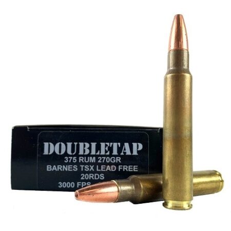 Doubletap .375 Remington Ultra Magnum 270 Gr. Barnes TSX Hollow Point Boat Tail- Lead-Free- Box of 20