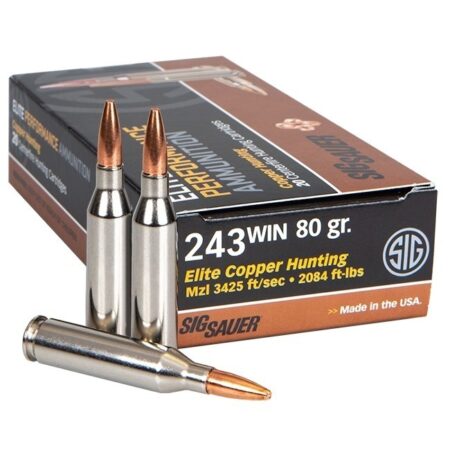 SIG SAUER Elite Performance .243 Winchester 80 Gr. Copper Hunting - Lead-Free Expanding- Box of 20
