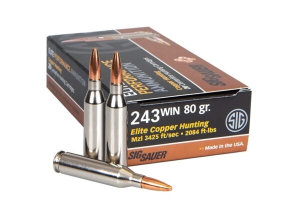 SIG SAUER Elite Performance .243 Winchester 80 Gr. Copper Hunting - Lead-Free Expanding- Box of 20