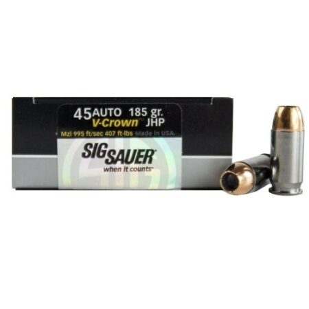SIG SAUER Elite Performance .45 ACP 185 Gr. V-Crown JHP- Box of 50