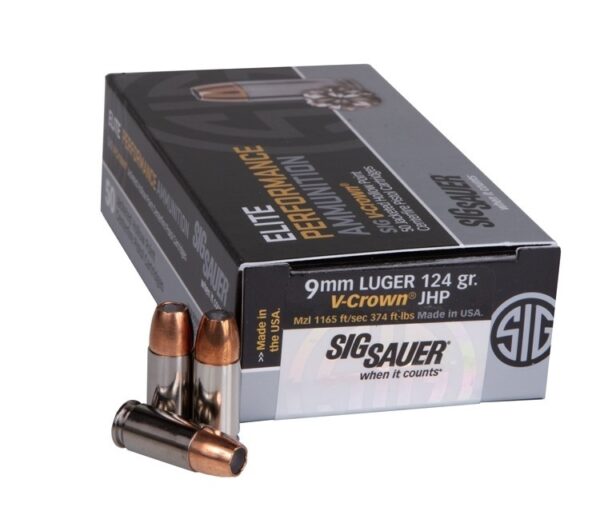 SIG SAUER Elite Performance 9mm Luger 124 Gr. V-Crown JHP- Box of 50