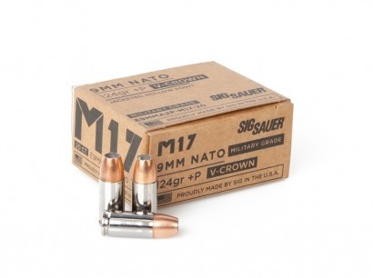 Sig Sauer M17  9mm Luger +P 124 Gr. V-Crown Jacketed Hollow Point- Box of 20