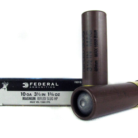 Federal Power-Shok 10 Gauge 3-1/2" 1-3/4 oz Hollow Point Rifled Slug- Box of 5
