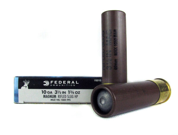 Federal Power-Shok 10 Gauge 3-1/2" 1-3/4 oz Hollow Point Rifled Slug- Box of 5