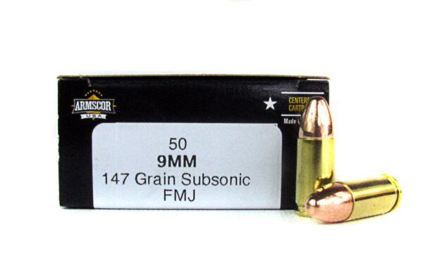 Armscor 9mm Luger 147 Gr. Full Metal Jacket- Subsonic- Box of 50