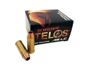 G2 Research Telos .45 Long Colt 160 Gr. Solid Copper Fragmenting Projectile- Lead Free- Box of 20