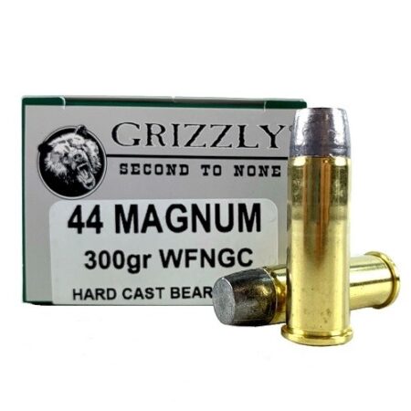 Grizzly .44 Magnum 300 Gr. Hardcast Wide Flat Nose Bear Load- Gas Check- Box of 20