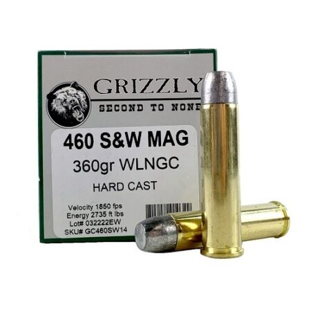 Grizzly .460 S&W Mag 360 Gr. Hardcast Wide Long Nose- Gas Check- Box of 20