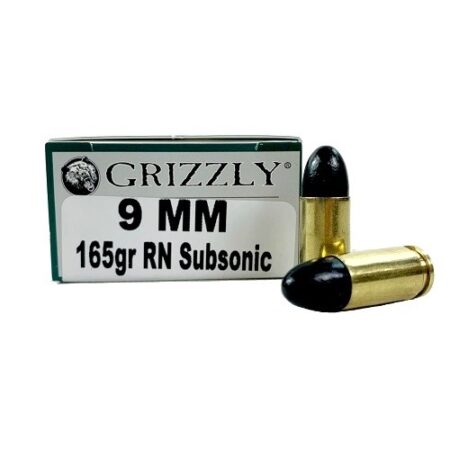 Grizzly 9mm Luger 165 Gr. Hi-Tek Coated Round Nose Subsonic- Box of 20