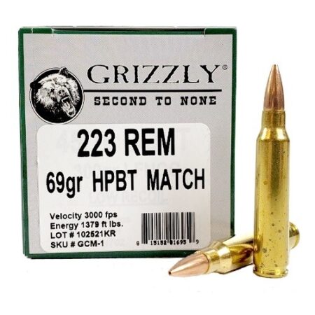 Grizzly .223 Remington 69 Gr. Match Grade Hollow Point Boat Tail- Box of 20