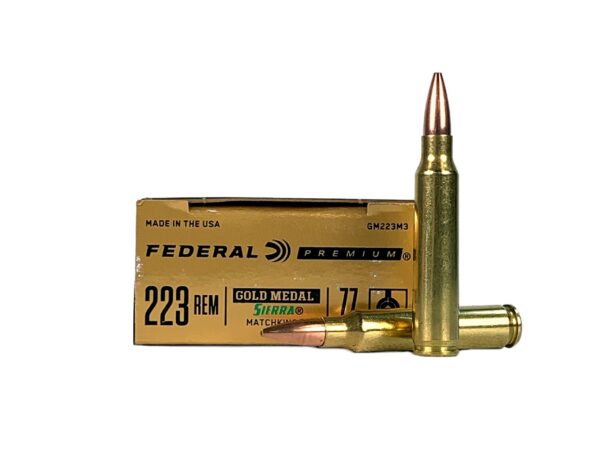 Federal Premium Gold Medal .223 Remington 77 Gr. Sierra MatchKing Hollow Point Boat Tail- Box of 20