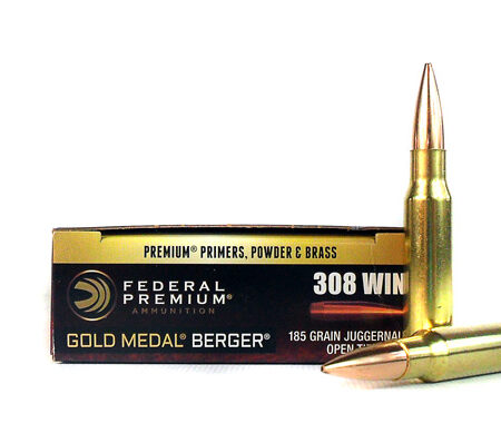 Federal Premium Gold Medal .308 Winchester 185 Gr. Berger Juggernaut Open Tip Match- Box of 20
