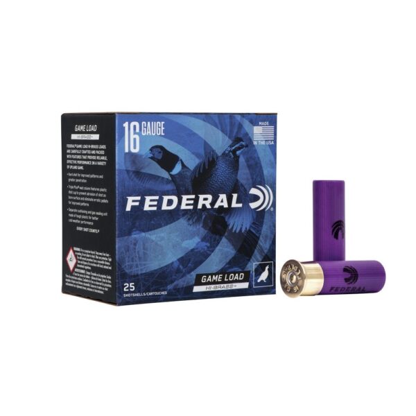 Federal Game Load Hi-Brass 16 Gauge 2-3/4" 1-1/8 oz #7-1/2 Shot- Box of 25