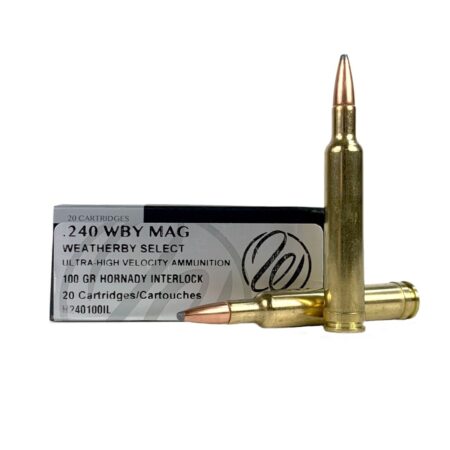 Weatherby Select .240 Weatherby Magnum 100 Gr. Hornady Interlock Spire Point- Box of 20