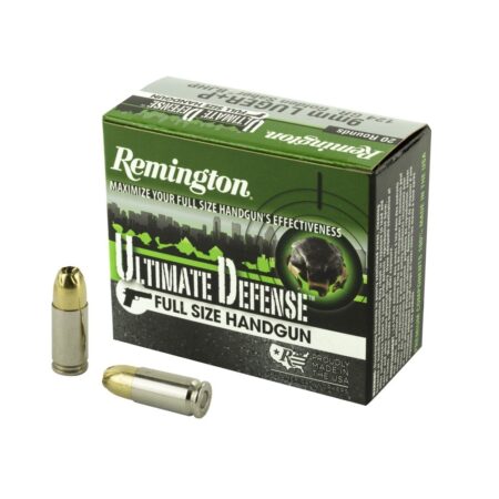 Remington Ultimate Defense 9mm Luger +P 124 Gr. Brass Jacketed Hollow Point- Box of 20