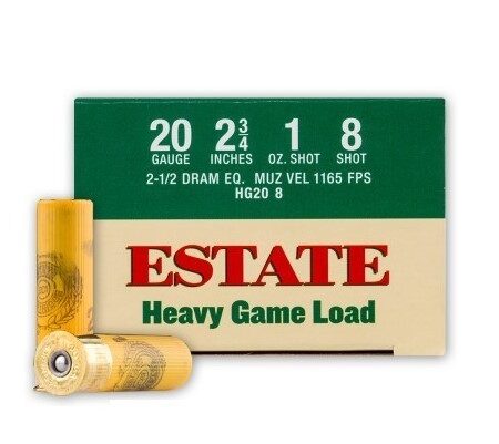 Estate Heavy Game Load 20 Ga 2-3/4" 1 oz  #8 Shot- Box of 25