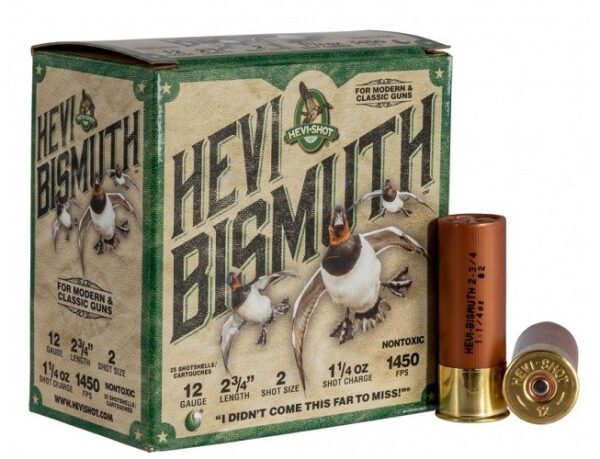 Hevi-Shot Bismuth 12 Gauge 2-3/4" 1-1/4 oz High Density #2 Shot- Lead Free- Box of 25