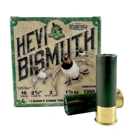 Hevi-Shot Bismuth 16 Gauge 2-3/4" 1-1/8 oz High Density #2 Shot- Lead Free- Box of 25
