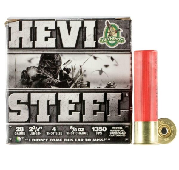 Hevi-Shot Hevi-Steel 28 Gauge 2-3/4" 5/8 oz #4 Steel Shot- Lead Free- Box of 25