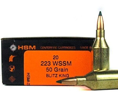 HSM .223 Winchester Super Short Magnum (WSSM) 50 Gr. Sierra BlitzKing- Box of 20