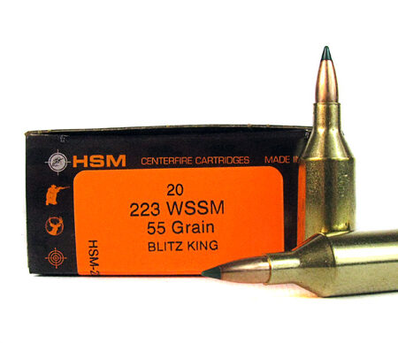 HSM .223 Winchester Super Short Magnum (WSSM) 55 Gr. Sierra BlitzKing- Box of 20