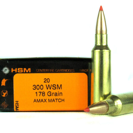 HSM .300 Winchester Short Magnum (WSM) 178 Gr. Hornady A-Max Match- Box of 20