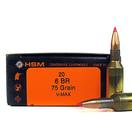 HSM 6mm BR 75 Gr. Hornady V-Max- Box of 20
