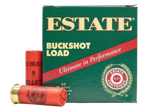 Estate Buckshot Load 12 Gauge 2-3/4" 00 Buckshot 9 Pellets- Box of 25