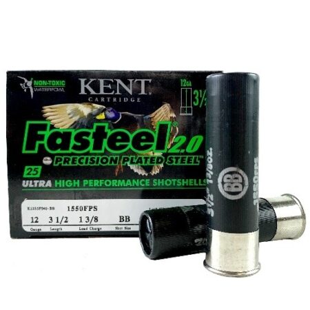 Kent Fasteel 2.0 12 Gauge 3-1/2" 1-3/8oz BB Steel Shot- Lead Free- Box of 25