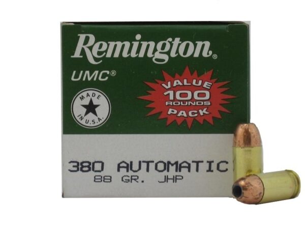 Remington UMC .380 ACP 88 Gr. Jacketed Hollow Point- Value Pack of 100